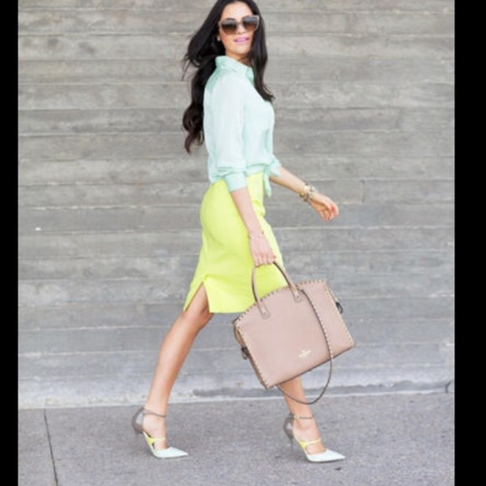 🥑 J Crew neon green no. 2 pencil skirt 🥑
